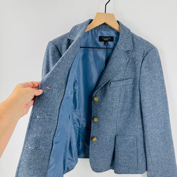 Talbots 100% Wool Blazer Women’s 14 Blue Gold Button Lined Classic Career Jacket - Picture 6 of 6
